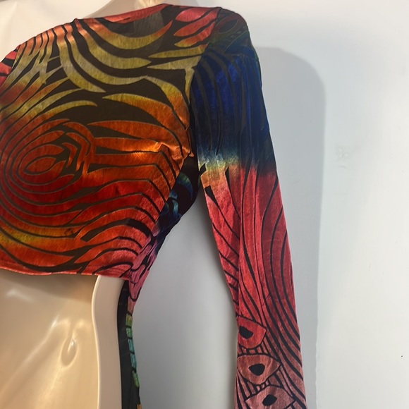 Codigo colorful metallic like multicolor long sleeve fashion  top - Picture 6 of 10